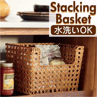 ユティルオクタ バスケット カゴ 通販 UTILE Octa スタッキングバスケット かご 大きい 籠 キッチンバスケット キッチン収納 ナチュラル キッチンストッカー 持ち手 台所 収納 小物収納 洗える おしゃれ creer クレエ インテリア