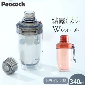 ピーコック Peacock 水筒 PPB-35 通販 クリアボトル キャップタイプ 340ml マイボトル ダイレクトボトル 直飲み 透明 ボトル シェーカー プロテイン スポーツドリンク対応 おしゃれ 洗いやすい 広口 かわいい 運動 ヨガ 軽量 オシャレ