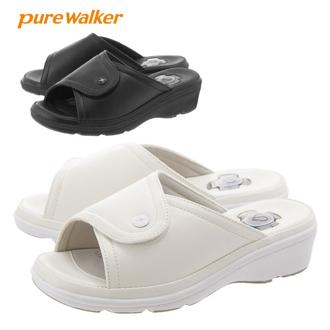 ナースシューズ ピュアウォーカー pure walker ナース サンダル プロフェッショナル スニーカーサンダル レディース 通販 疲れにくい 黒 白 スリッパ 衝撃吸収 静電気防止 静菌 防臭 足幅調節 可能 病院 看護師 オフィス シューズ マジコンフォートサンダル PW8511 02776