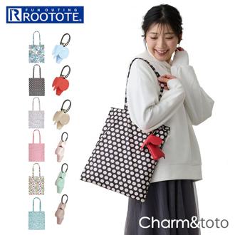 rootote エコバッグ ルートート 1046 通販 エコバック 折りたたみ コンパクト トートバッグ サブバッグ トートバック 折りたたみバッグ 買い物バッグ レディース A4 縦型 縦 かわいい おしゃれ 軽い 軽量 折り畳み トート チャーム＆トート