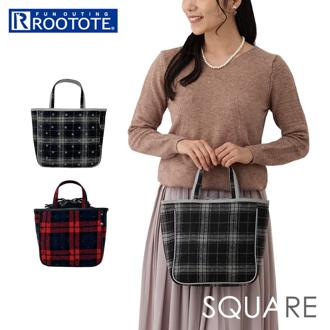 ルートート トートバッグ ROOTOTE 1344 通販 トートバック トート バッグ レディース 小さめ 通勤 通学 軽量 軽い 自立 SQUARE スクエア DotCheck ドットチェック おしゃれ かわいい シンプル 大人 可愛い レディースバッグ