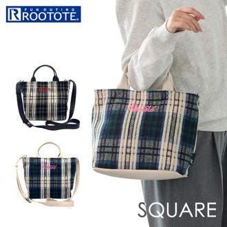 ルートート ROOTOTE ショルダーバッグ 3646 通販 ショルダーバック 斜めがけバッグ 2way トートバッグ 小さめ 通勤 通学 SQUARE スクエア チェック おしゃれ かわいい カジュアル マチあり 旅行 チェック柄 総柄 レディースバッグ