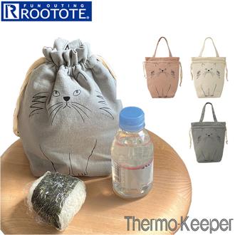 ルートート 保冷バッグ 通販 ROOTOTE 6424 トートバッグ トートバック 小さめ 巾着 洗濯機で洗える 軽量 軽い 保冷バック 簡易保冷 おしゃれ かわいい 猫 Thermo-Keeper サーモキーパー NECO-KIN ネコキン レディースバッグ