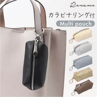 マルチポーチ ミニ 通販 ポーチ ミニポーチ コインケース 小銭入れ キーポーチ イヤホンケース カラビナリング キーリング 小物入れ リップ 口紅 アクセサリー おやつ お菓子 充電器 カギ 鍵 シンプル コンパクト Rename リネーム RPG24016