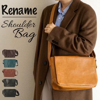ショルダーバッグ メンズ 小さめ 通販 斜めがけ かっこいい 通勤 通学 サブバッグ かぶせ ミニショルダーバッグ シンプル 無地 カジュアル 旅行 トラベル 散歩 ウォーキング Rename custom リネームカスタム RSG60029 メッセンジャーバッグ