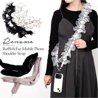スマホショルダーストラップ 太め 通販 Rename リネーム RSN24023 スマホ ショルダーストラップ スマホショルダー ストラップ 後付け レディース ネックストラップ 携帯ストラップ 斜めがけ ふわふわ おしゃれ 大人かわいい オシャレ 可愛い