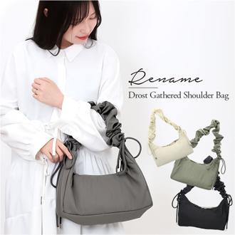 Rename ショルダーバッグ リネーム RSN24029 通販 ショルダーバック ショルダー バッグ 斜めがけバッグ レディース 小さめ 軽量 軽い カジュアル ギャザー リボン 旅行 通勤 おしゃれ 大人かわいい シンプル オシャレ 可愛い レディースバッグ