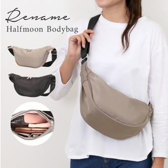 ショルダーバッグ Rename バッグ 通販 レディース リネーム ボディバッグ バック 肩掛け 斜め掛け おしゃれ ショルダー 半月 ハーフムーン 斜めがけ 上品 カバン きれいめ レディースバッグ かわいい 男女兼用 カジュアル 通勤 通学 大人 シンプル
