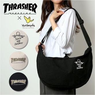 スラッシャー ショルダーバッグ THRASHER THR-304 通販 舟形ショルダーバッグ ショルダーバック 斜め掛け 斜めがけ コットン メンズ レディース ショルダー バッグ バック 鞄 おしゃれ オシャレ シンプル ブランド レディースバッグ
