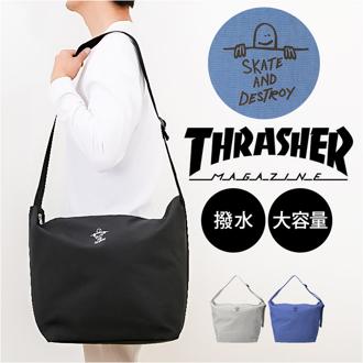 THRASHER スラッシャー バッグ THR-307 通販 マークゴンザレス ショルダーバッグ ショルダーバック 斜めがけバッグ 大きめ メンズ レディース ブランド ナイロン おしゃれ シンプル ロゴ スケーター 旅行 おでかけ サブバッグ メンズバッグ