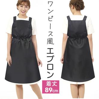 エプロン おしゃれ 大人 通販 LindeLin L02 エステ サロンエプロン ワンピースエプロン 前掛け 前かけ レディースエプロン ブラック 黒 レディース キッチン 台所用品 冠婚葬祭 接客 シンプル 無地 母の日 プレゼント ギフト