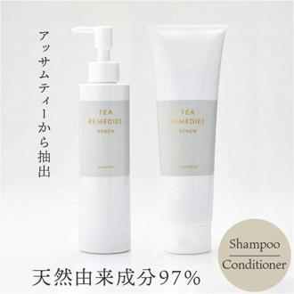 エイジングケアシャンプー コンディショナー セット 通販 リンス TEA REMEDIES RENEW ティーレメディーズ リニュー アミノ酸系 ダメージケア キューティクル 紅茶エキス 色落ち防止 天然由来 アッサムティー 保湿 正規品 ヘアケア 美容 洗髪料