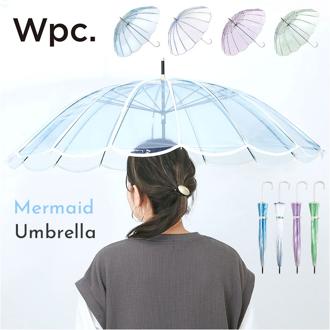 wpc ワールドパーティ ビニール傘 レディ－ス 通販 長傘 雨傘 傘 かさ カサ アンブレラ 透明 クリア カジュアル 親骨55cm 大きい 手開き マーメイド かわいい 可愛い 上品 エレガント 女性 社会人 学生 通勤 通学 おしゃれ オシャレ