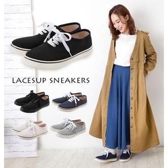 スニーカー レディース おしゃれ 通販 白 黒 シンプル 無地 きれいめ 仕事 ローカット ぺたんこ 通学 通勤 カジュアル コットンスニーカー フラット ナチュラル レースアップ 紐あり ヒモあり キャンバススニーカー
