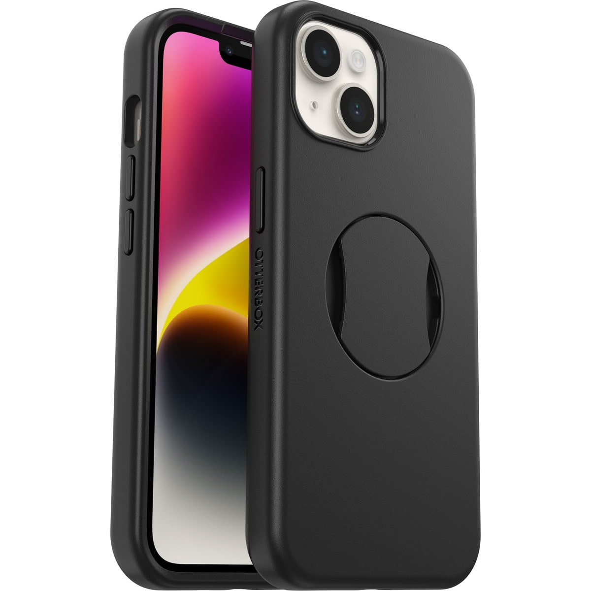 OtterBox[オッターボックス] iPhone 14  グリップ＆スタンド内蔵 スマホケース スマホカバー OtterGrip Symmetry 耐衝撃 ブラック ≪特価！≫ (77-89851)