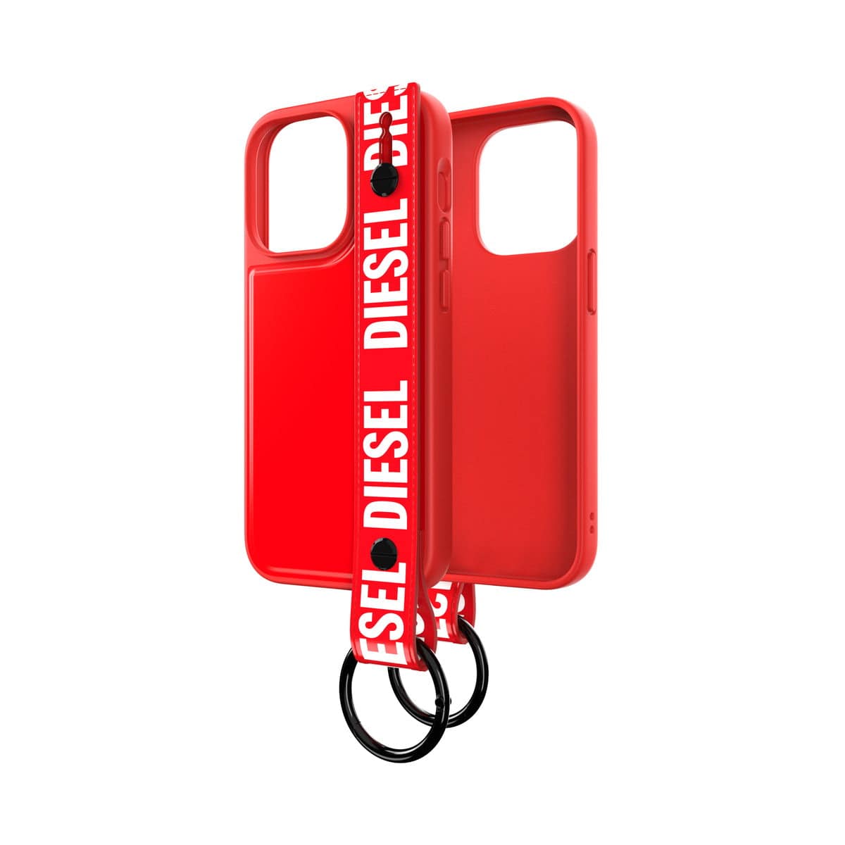 DIESEL[ディーゼル] iPhone 14 Pro case Handstrap Red/White スマホケース スマホカバー ハンドストラップ スマホバンド スタンド機能 リング付 レッド/ホワイト ≪特価！≫ (50287)