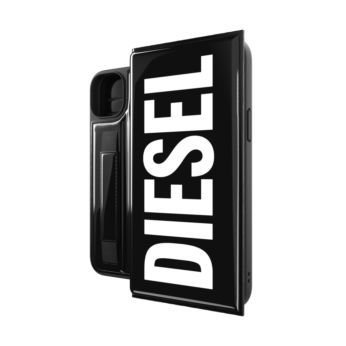 DIESEL[ディーゼル] iPhone 14 Plus Wallet Booklet Black/White スマホケース スマホカバー ブックレット 手帳型 ロゴ ポケット搭載 カードスリット ブラック/ホワイト ≪特価！≫ (51503)