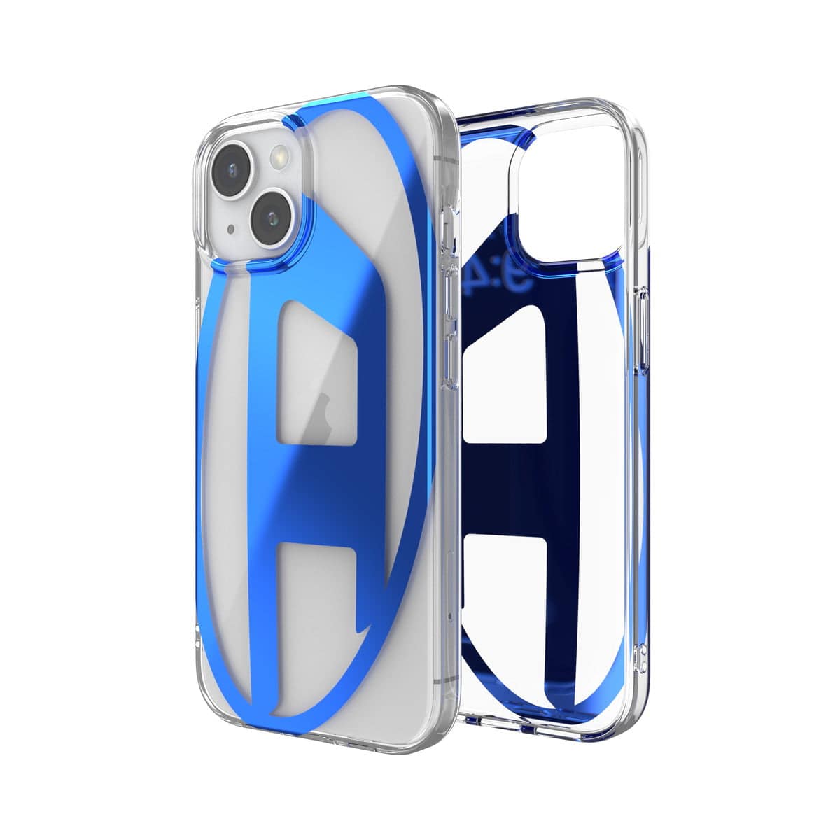 DIESEL[ディーゼル] iPhone 15 case Oval D Clear Blue スマホケース スマホカバー オーバルD ロゴ ミラーデザインデザイン メタリック クリア/ブルー (54102)