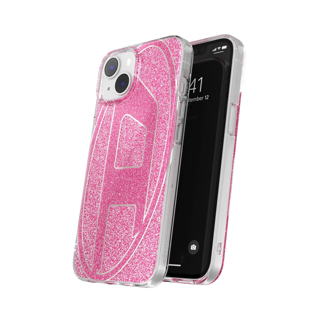 DIESEL[ディーゼル] iPhone 14/ iPhone 13 case Oval D Glitter Pink スマホケース スマホカバー オーバルD ロゴ グリッター ラメ ピンク (60034)