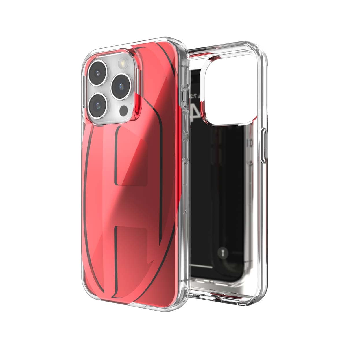 DIESEL[ディーゼル] iPhone 15 Pro case Oval D Red スマホケース スマホカバー オーバルＤ ロゴ ミラーデザインデザイン メタリック レッド (60044)