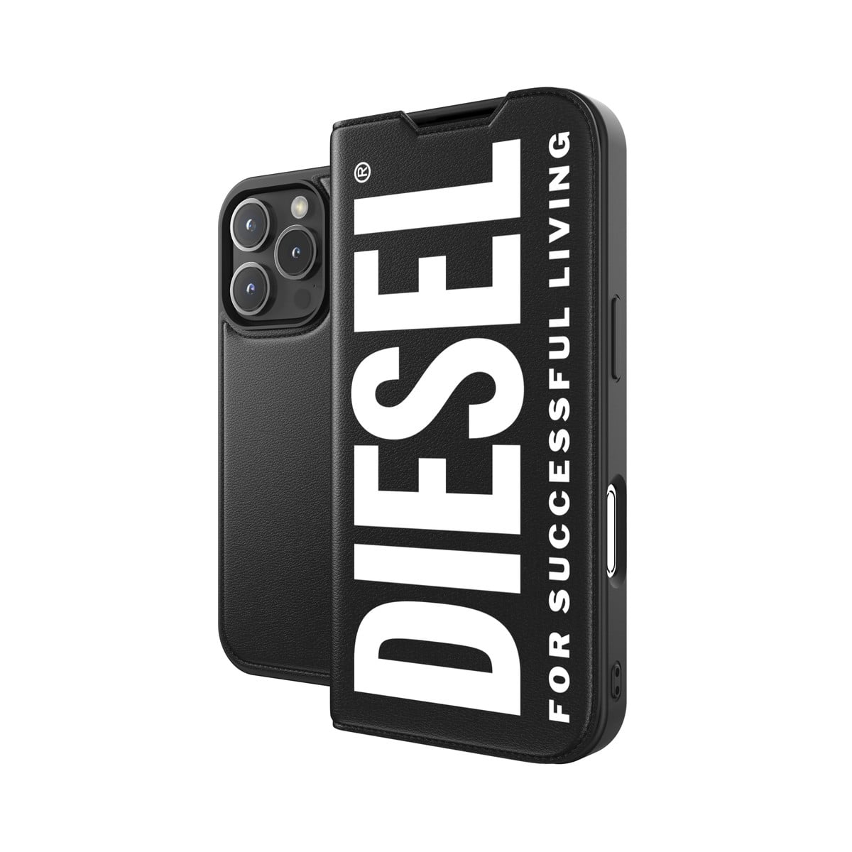 DIESEL[ディーゼル] iPhone 16 Pro case Booklet Black スマホケース スマホカバー ブックレット 手帳型 カードスリット MagSafe対応 ロゴ ブラック (60132)