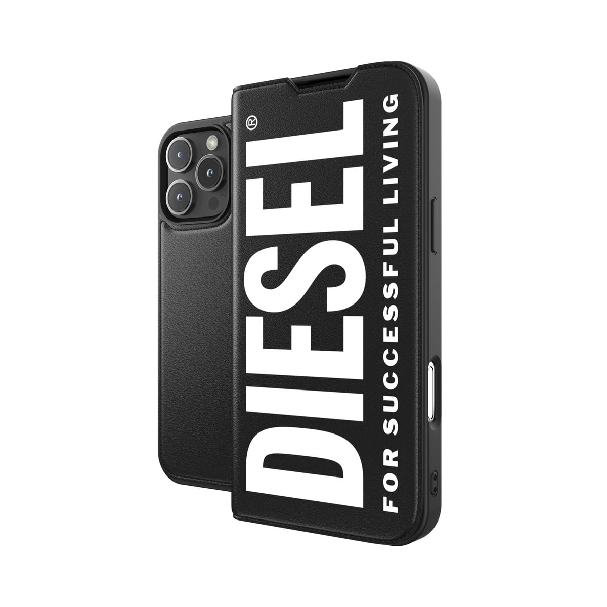 DIESEL[ディーゼル] iPhone 16 Pro Max case Booklet Black スマホケース スマホカバー ブックレット 手帳型 ポケット搭載 カードスリット MagSafe対応 ロゴ ブラック (60134)