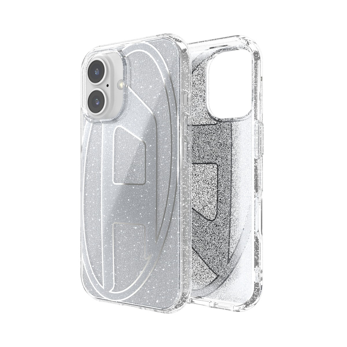 DIESEL[ディーゼル] iPhone 16 case Oval D Glitter Silver スマホケース スマホカバー オーバルD ロゴ グリッター ラメ シルバー (60151)