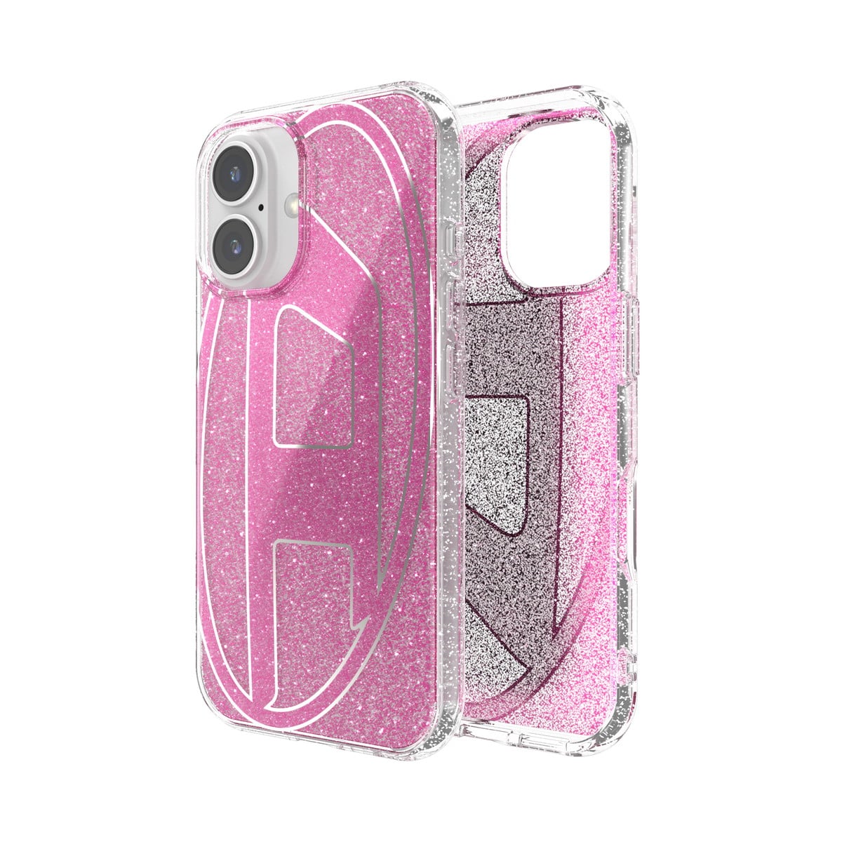 DIESEL[ディーゼル] iPhone 16 case Oval D Glitter Pink スマホケース スマホカバー オーバルD ロゴ グリッター ラメ ピンク (60155)