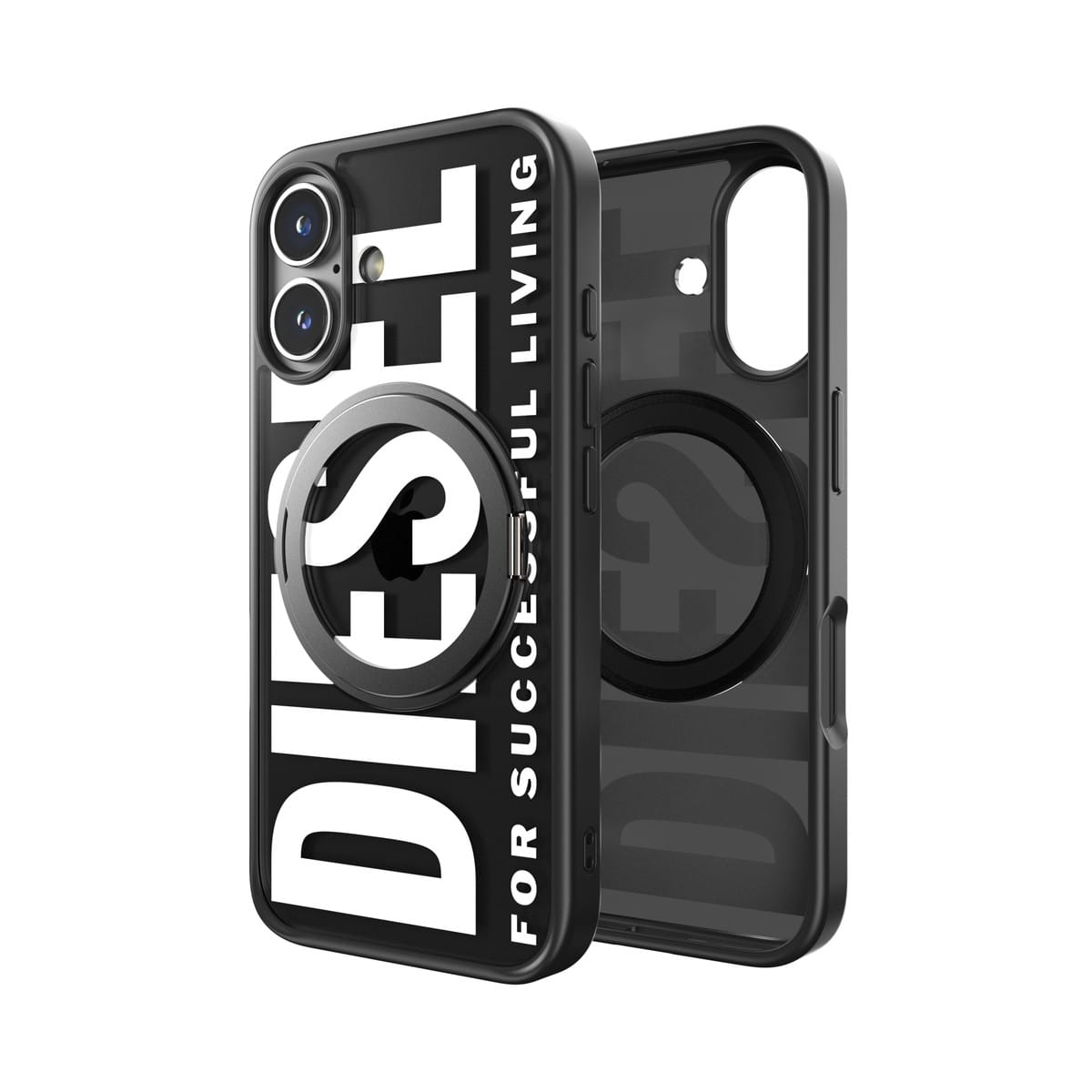 DIESEL[ディーゼル] iPhone 16 case Ringstand MagSafe Black スマホケース スマホカバー MagSafe対応 スマホリング リングスタンド ロゴ ブラックブラック (60203)