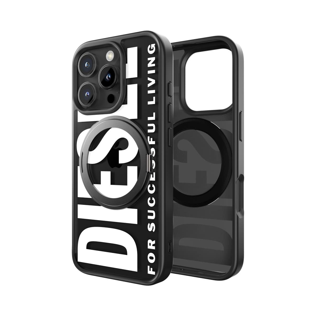 DIESEL[ディーゼル] iPhone 16 Pro case Ringstand MagSafe Black スマホケース スマホカバー MagSafe対応 スマホリング リングスタンド ロゴ ブラック (60204)