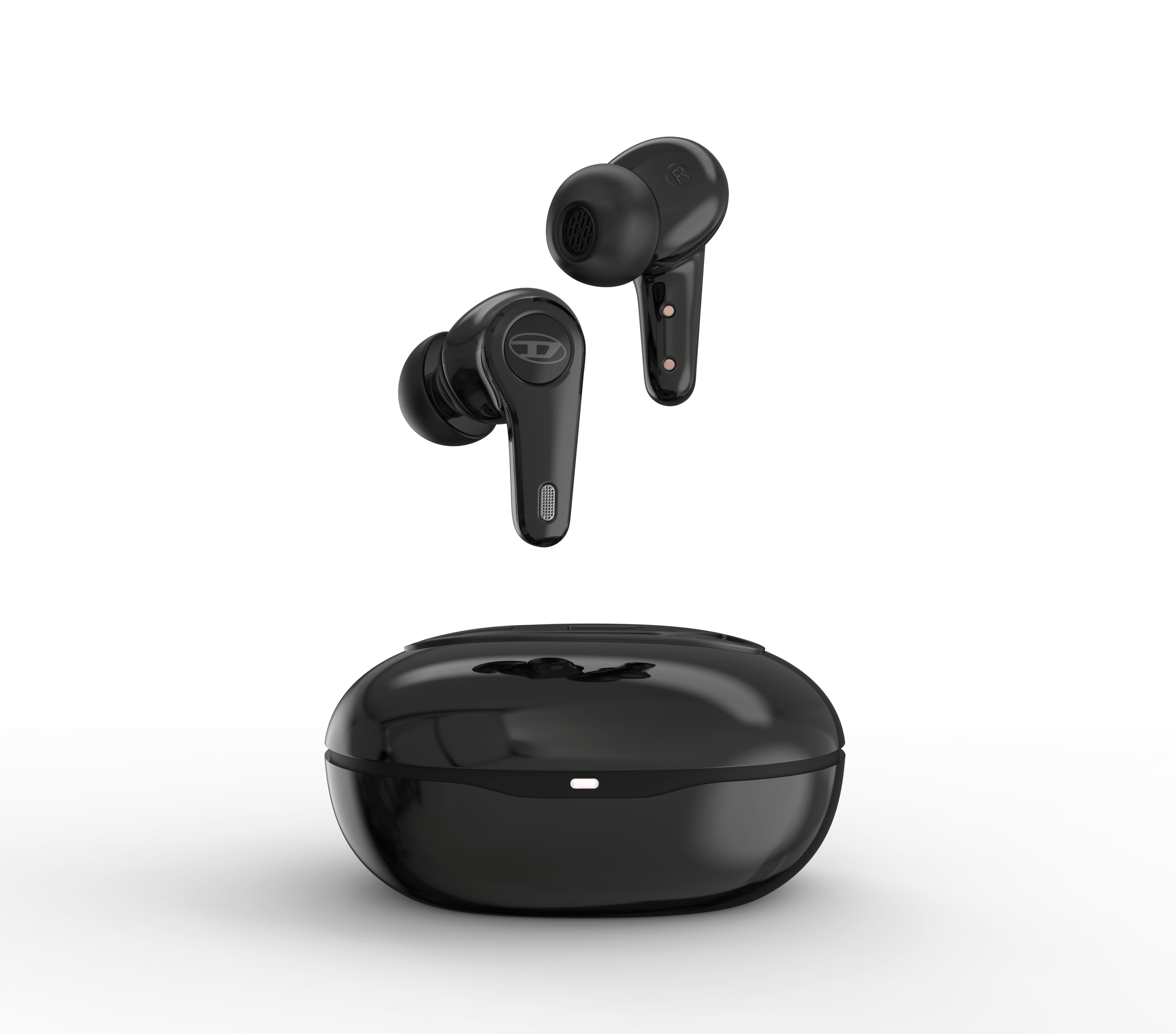 DIESEL[ディーゼル] True Wireless Earbuds Glossy Black ワイヤレスイヤホン オーバルD アクティブノイズキャンセリング機能 外音取り込み機能 ブラック (60214)