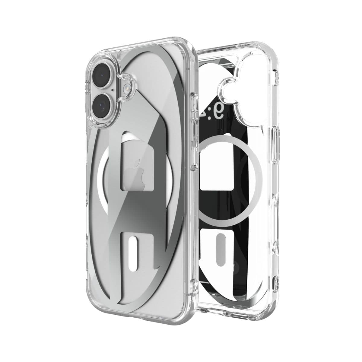 iPhone 17 スマホケース スマホカバー MagSafe対応 DIESEL[ディーゼル] Oval D Metallic[メタリック] Clear/Silver(クリア/シルバー)