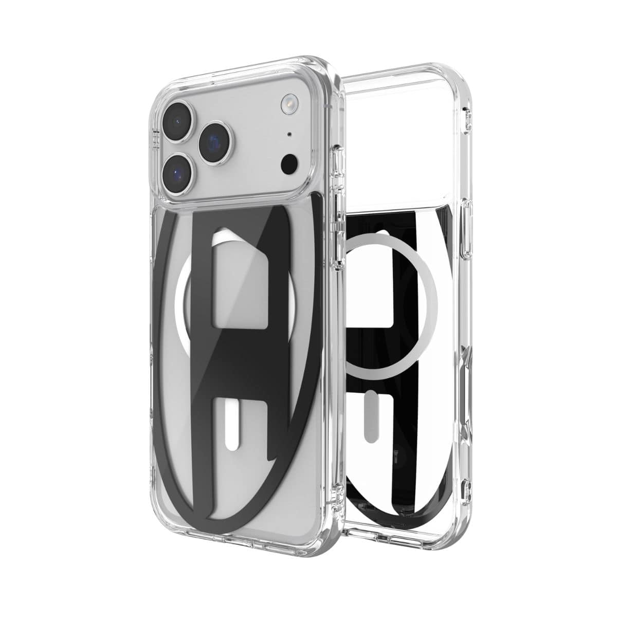 iPhone 17 Pro Max スマホケース スマホカバー MagSafe対応 DIESEL[ディーゼル] Oval D Metallic[メタリック] Clear/Black(クリア/ブラック)
