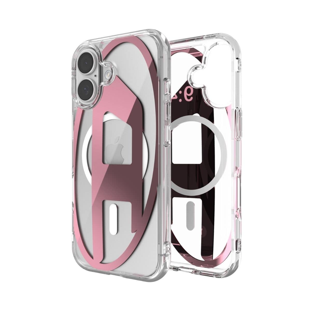 iPhone 17 スマホケース スマホカバー MagSafe対応 DIESEL[ディーゼル] Oval D Metallic[メタリック] Clear/Pink(クリア/ピンク)
