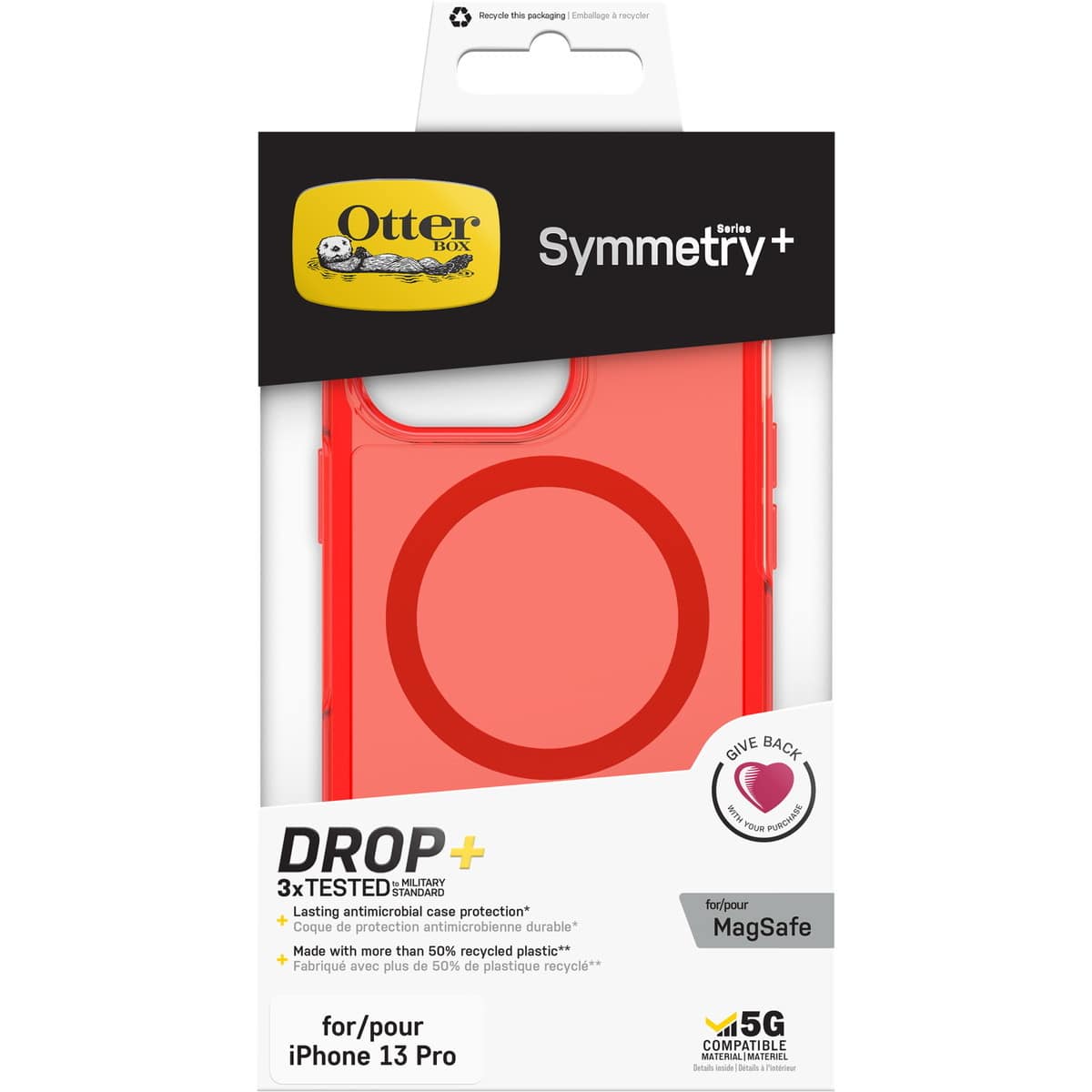 [OUTLET] iPhone 13 Pro スマホケース スマホカバー MagSafe対応 CLEAR/インザレッド(クリア/レッド) OtterBox[オッターボックス] Symmetry PLUS[シンメトリー プラス] (77-83642)