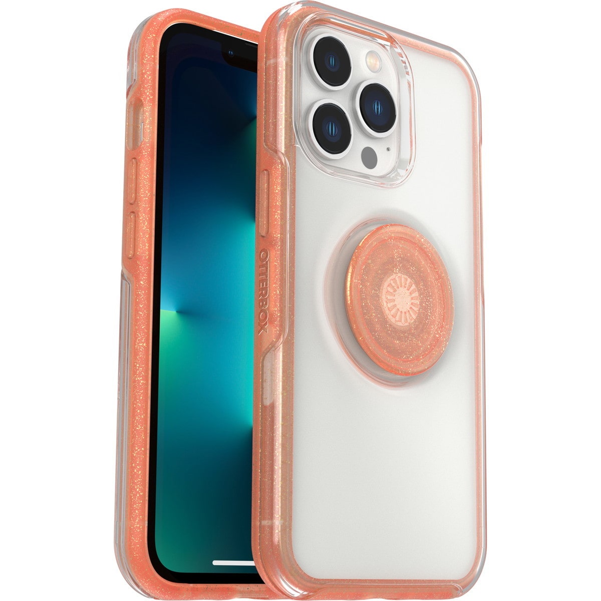 [OUTLET] iPhone 13 Pro スマホケース スマホカバー スマホグリップ/スマホスタンド内蔵 メロンドラマティック(Clear(クリア)/オレンジラメ) OtterBox[オッターボックス] OTTER+POP Symmetry[オッター・ポップ シンメトリー] (77-83711)