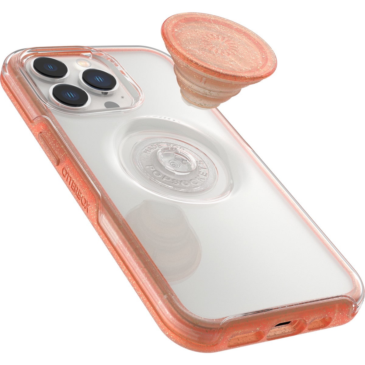 [OUTLET] iPhone 13 Pro スマホケース スマホカバー スマホグリップ/スマホスタンド内蔵 メロンドラマティック(Clear(クリア)/オレンジラメ) OtterBox[オッターボックス] OTTER+POP Symmetry[オッター・ポップ シンメトリー] (77-83711)