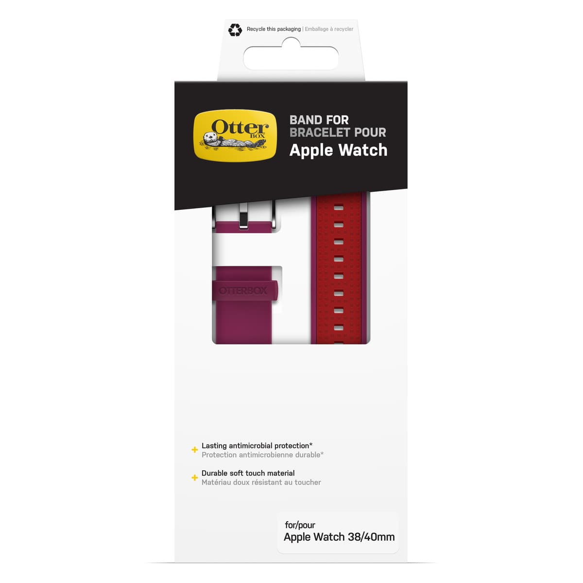[OUTLET] Apple Watchバンド (42/41/40/38mm) シリコン素材 抗菌素材使用 パルスチェック(パープル) OtterBox[オッターボックス] (77-83900)