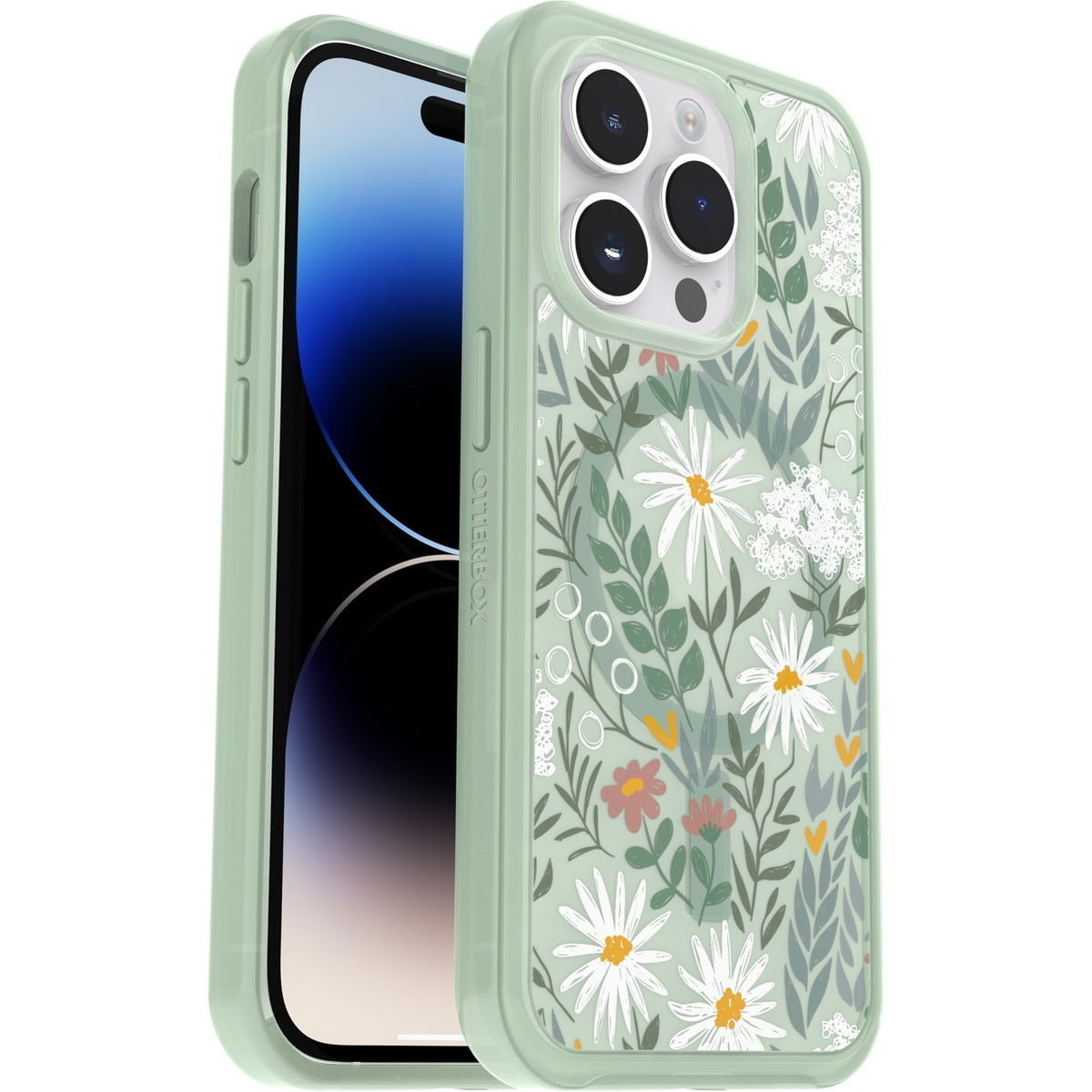 [OUTLET] iPhone 14 Pro スマホケース スマホカバー MagSafe対応 耐衝撃 抗菌 セージアドバイス(グリーン/花柄) OtterBox[オッターボックス] Symmetry Clear[シンメトリー クリア] Antimicrobial (77-88629)