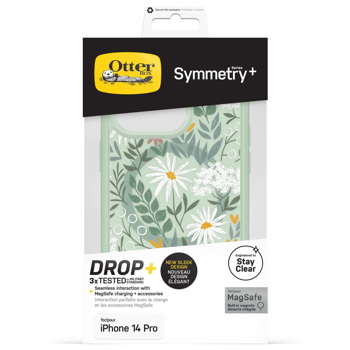 [OUTLET] iPhone 14 Pro スマホケース スマホカバー MagSafe対応 耐衝撃 抗菌 セージアドバイス(グリーン/花柄) OtterBox[オッターボックス] Symmetry Clear[シンメトリー クリア] Antimicrobial (77-88629)