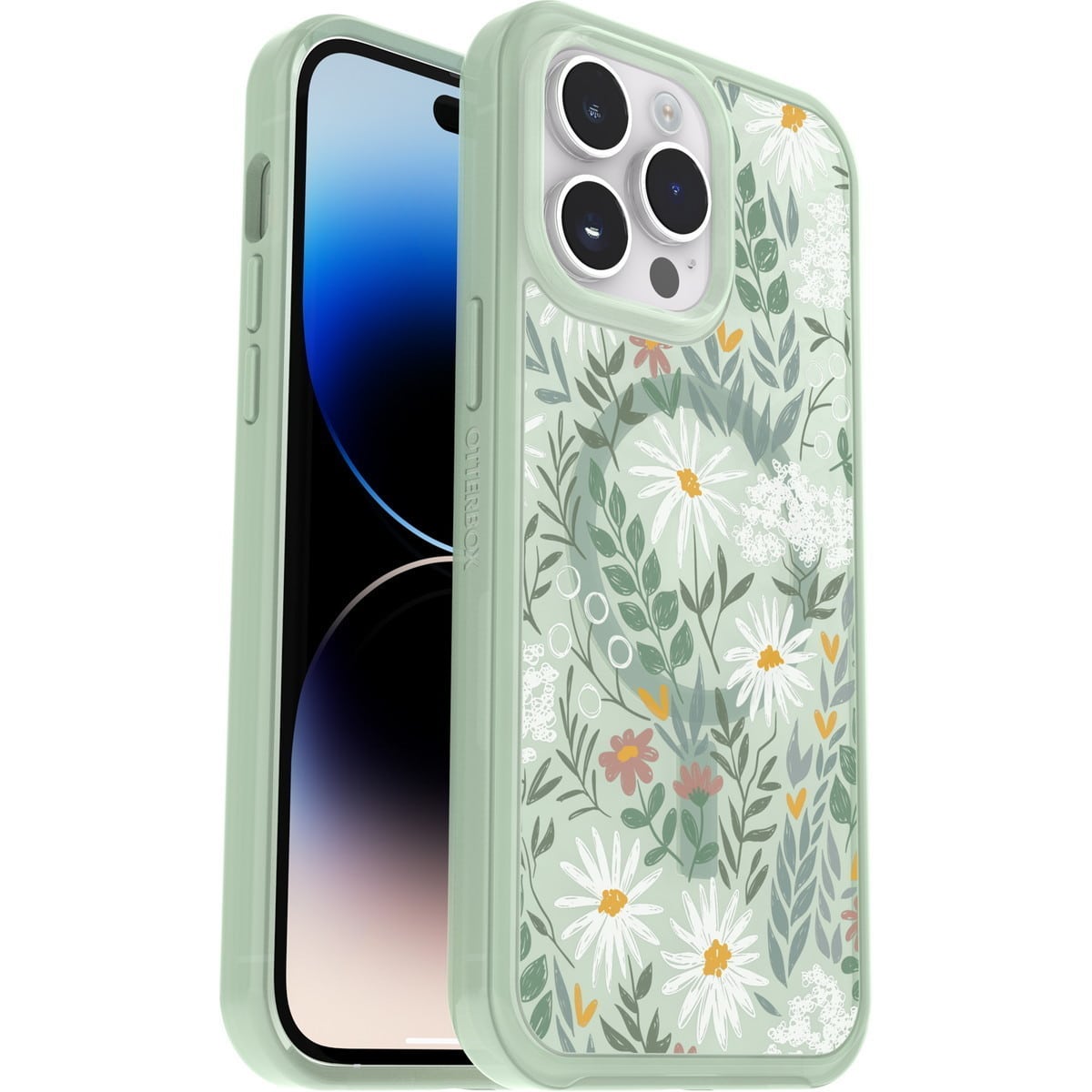 [OUTLET] iPhone 14 Pro Max スマホケース スマホカバー MagSafe対応 耐衝撃 抗菌 セージアドバイス(グリーン/花柄) OtterBox[オッターボックス] Symmetry Clear[シンメトリー クリア] Antimicrobial (77-88652)