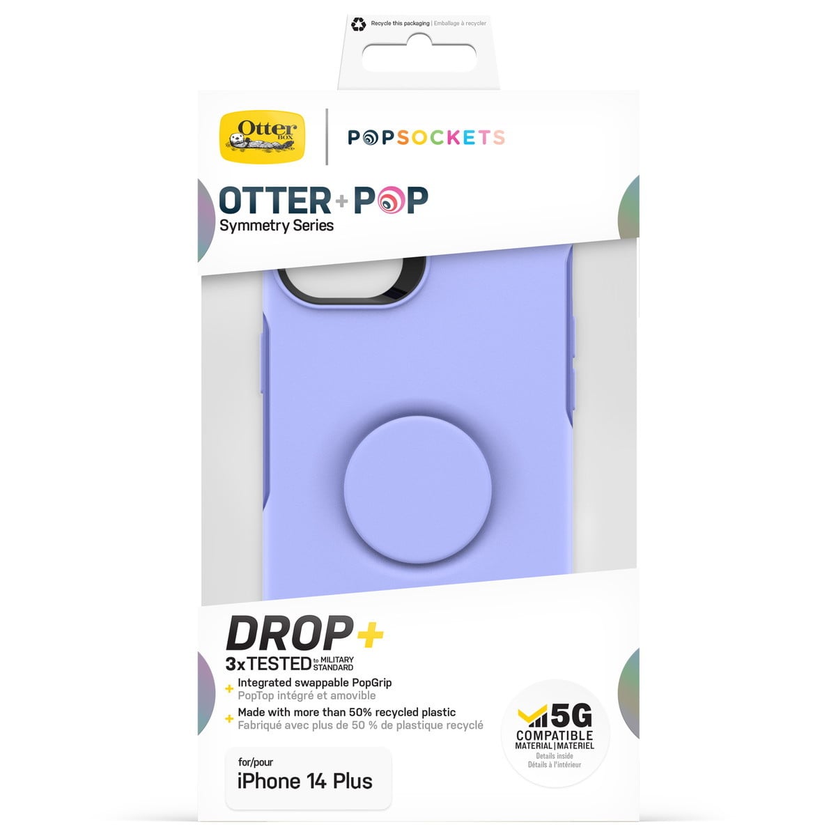 [OUTLET] iPhone 14 Plus スマホケース スマホカバー スマホグリップ/スマホスタンド内蔵 ペリウィンクル(パープル) OtterBox[オッターボックス] OTTER+POP Symmetry[オッター・ポップ シンメトリー] (77-88749)