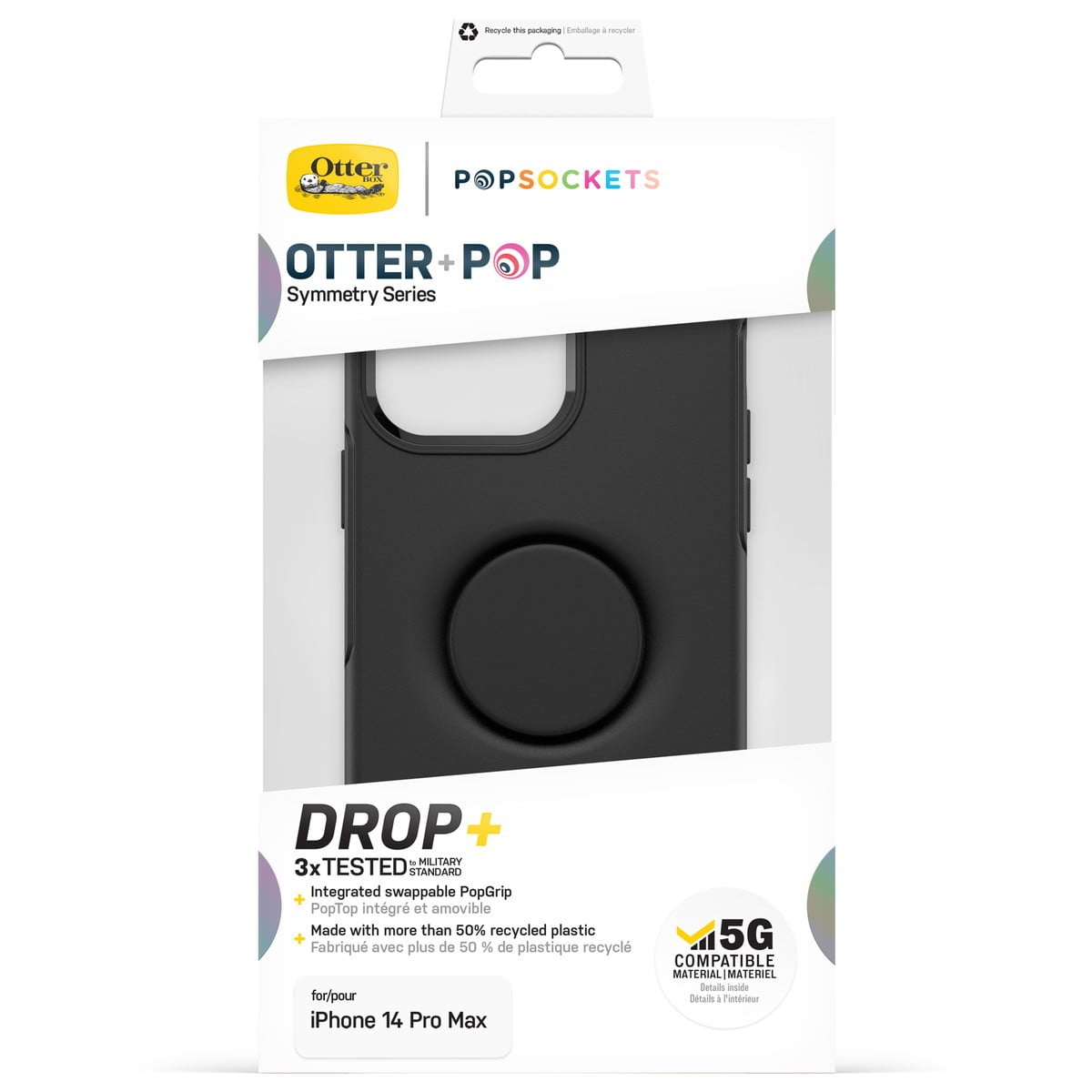 [OUTLET] iPhone 14 Pro Max スマホケース スマホカバー スマホグリップ/スマホスタンド内蔵 Black(ブラック) OtterBox[オッターボックス] OTTER+POP Symmetry[オッター・ポップ シンメトリー] (77-88765)