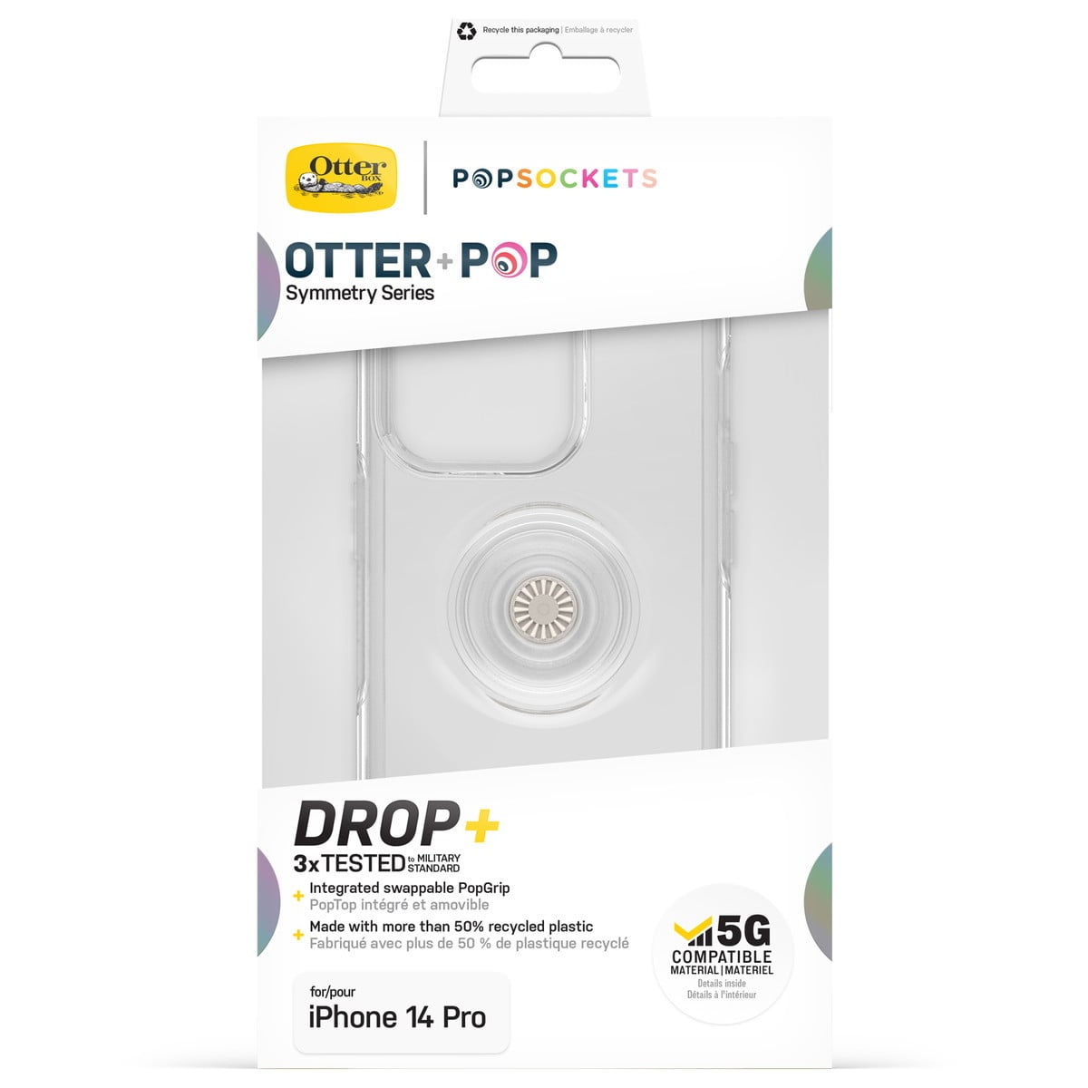 [OUTLET] iPhone 14 Pro スマホスマホケース スマホカバー スマホグリップ/スマホスタンドスタンド内蔵 Clear(クリア) OtterBox[オッターボックス] OTTER + POP Symmetry[オッター・ポップ シンメトリー] (77-88796)