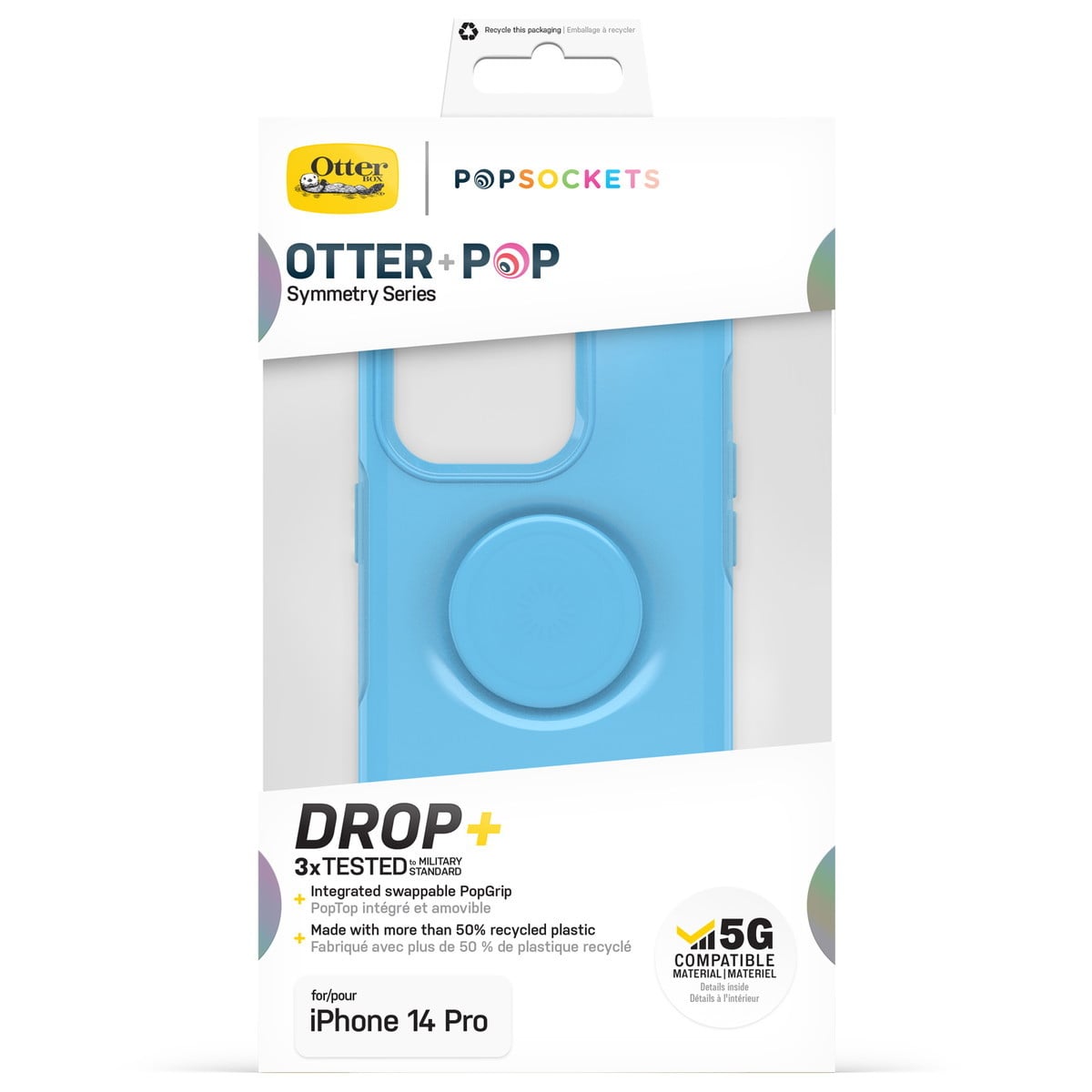 [OUTLET] iPhone 14 Pro スマホケース スマホカバー スマホグリップ/スマホスタンド内蔵 シアン(ブルー) OtterBox[オッターボックス] OTTER+POP Symmetry[オッター・ポップ シンメトリー] (77-88802)