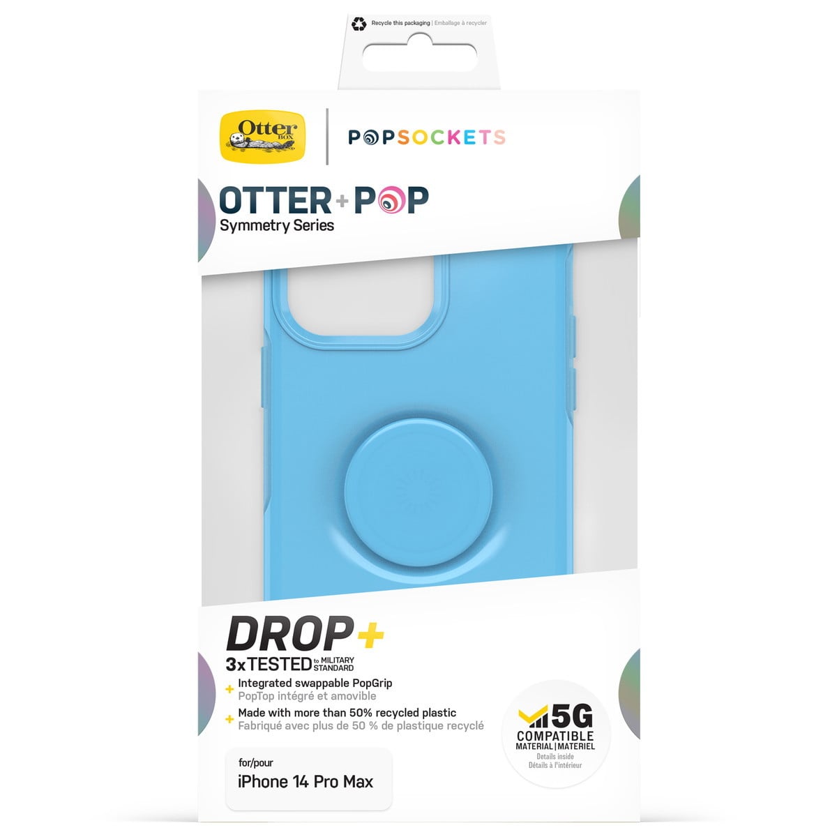 [OUTLET] iPhone 14 Pro Max スマホケース スマホカバー スマホグリップ/スマホスタンド内蔵 シアン(ブルー) OtterBox[オッターボックス] OTTER+POP Symmetry[オッター・ポップ シンメトリー] (77-88820)
