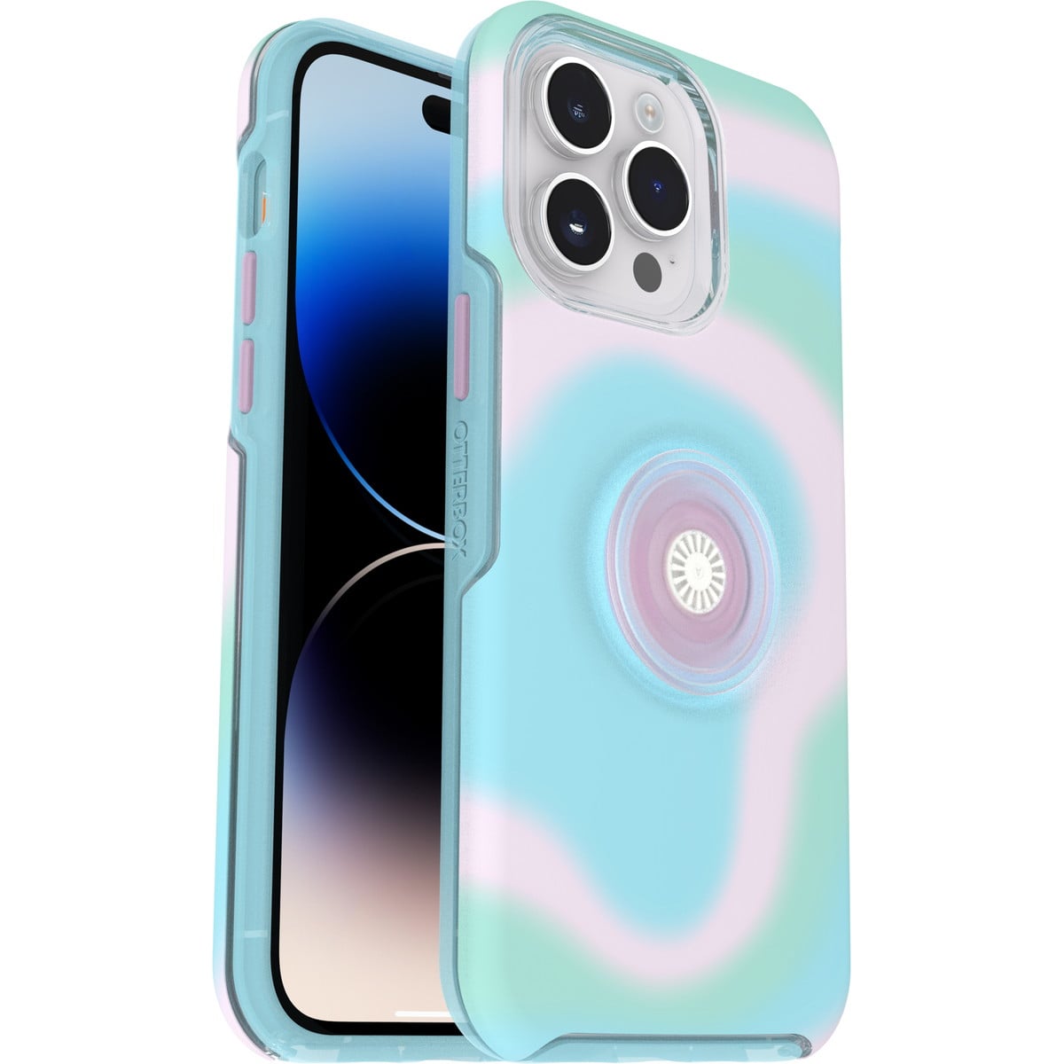 [OUTLET] iPhone 14 Pro Max スマホケース スマホカバー スマホグリップ/スマホスタンド内蔵 Clear(クリア) グローイングオーラ(スワール柄) OtterBox[オッターボックス] OTTER+POP Symmetry[オッター・ポップ シンメトリー] (77-89738)