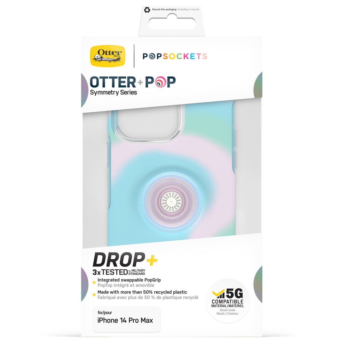 [OUTLET] iPhone 14 Pro Max スマホケース スマホカバー スマホグリップ/スマホスタンド内蔵 Clear(クリア) グローイングオーラ(スワール柄) OtterBox[オッターボックス] OTTER+POP Symmetry[オッター・ポップ シンメトリー] (77-89738)