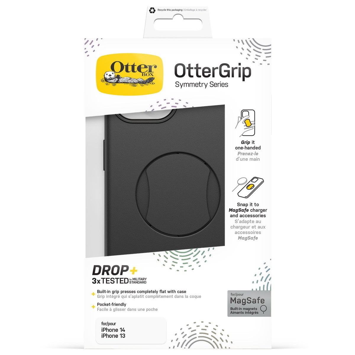 [OUTLET] iPhone 14 スマホケース スマホカバー グリップ＆スタンド内蔵 MagSafe対応 耐衝撃 Black(ブラック) OtterBox[オッターボックス] OtterGrip Symmetry[オッターグリップ シンメトリー] (77-89851)