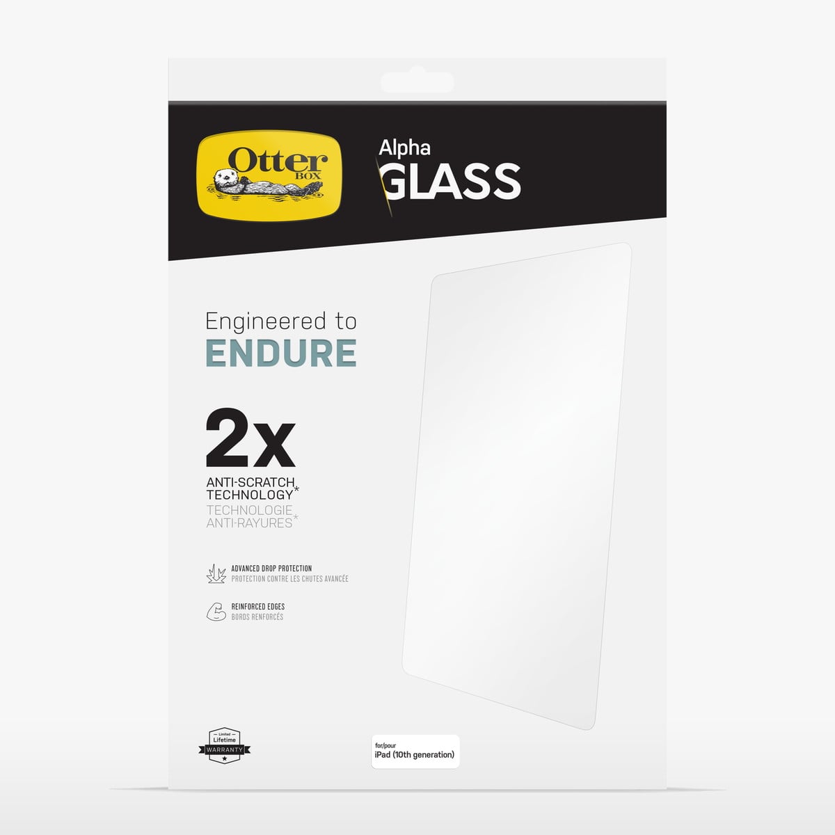 [OUTLET] iPad[A16/第10世代]用 フィルム Alpha Glass 抗菌性 OtterBox オッターボックス (77-89962)